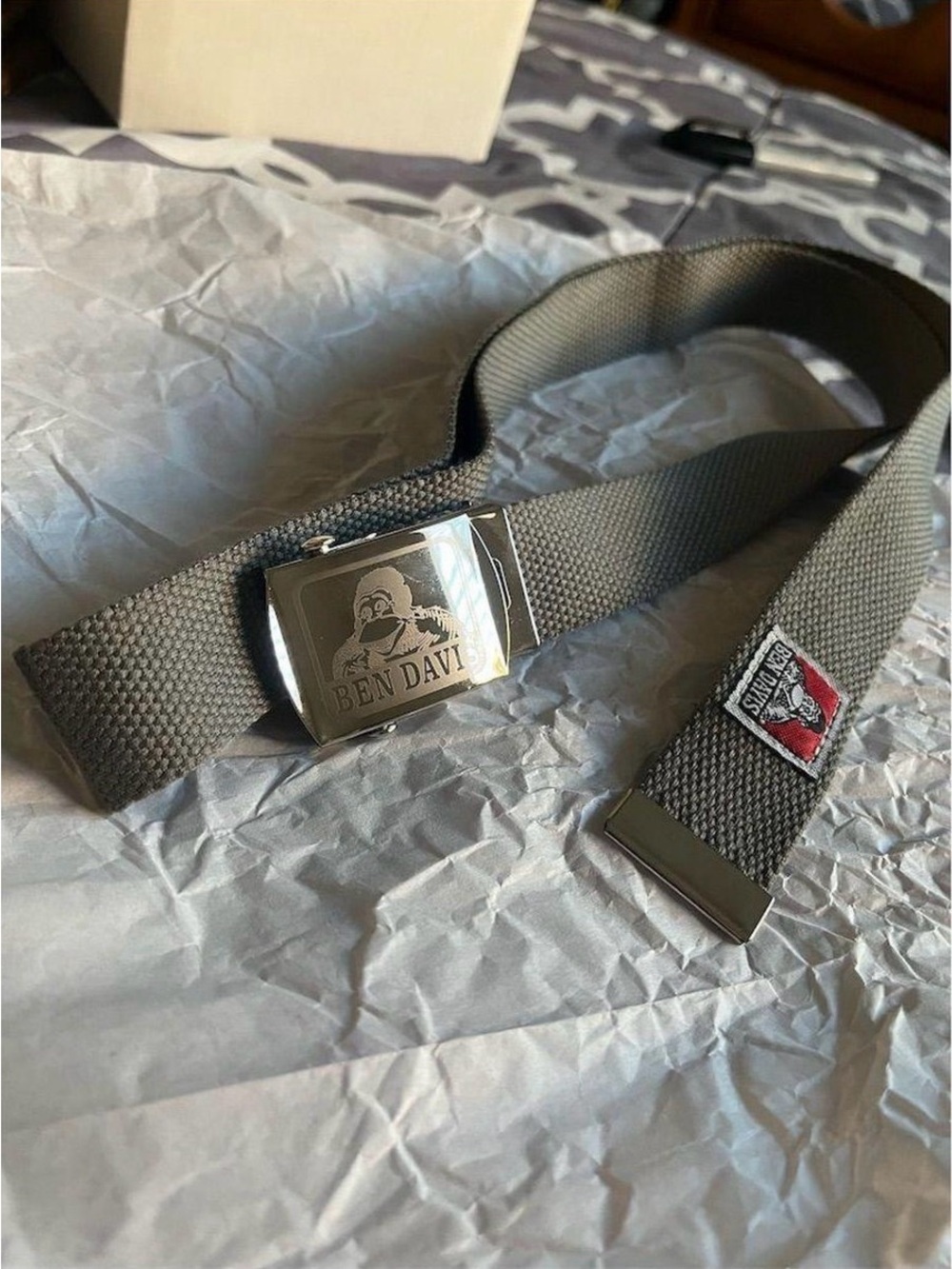 Ben Davis Gray Webbing Belt with Branded Metal Buckle